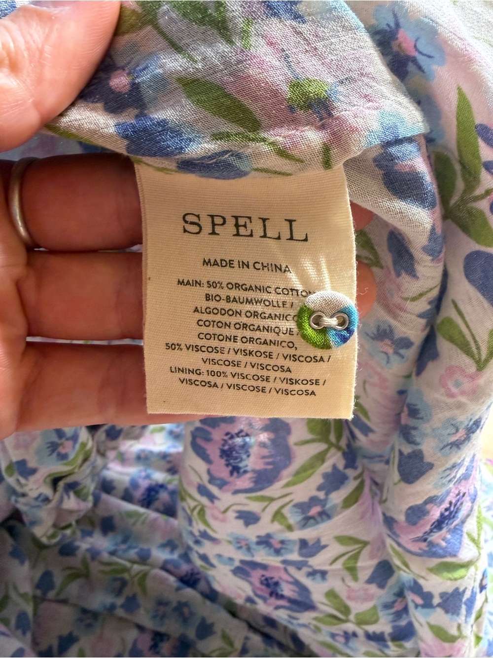 Spell Impala Lily Sundress Blue Pink Floral Tiered Flowy Large Resortwear - Picture 14 of 16